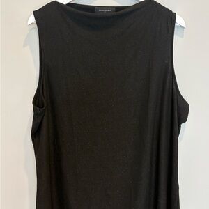 Banana Republic XL Black Ribbed Sleeveless Top Shimmer Knit Blouse Stretch